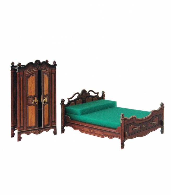 Коллекционный набор мебели "Спальня". Объемный пазл. Материал: картон.