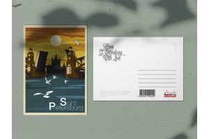 Почтовая открытка ретро "Мост и Смольный"