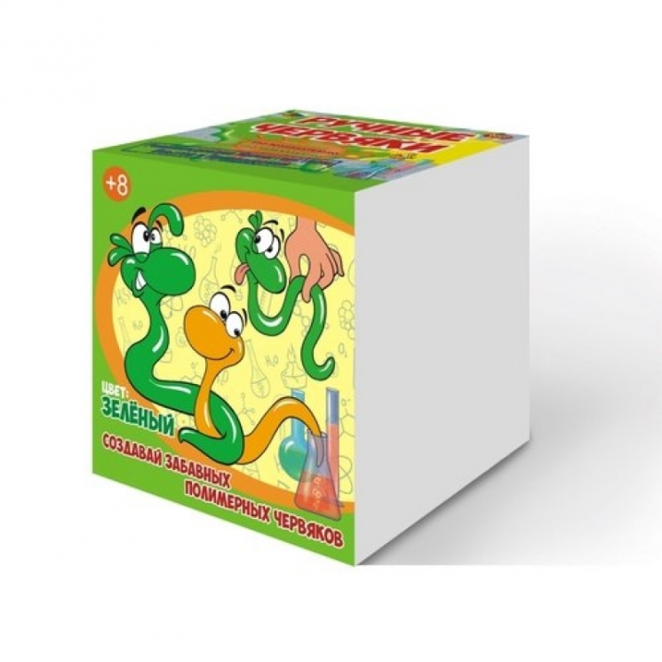 Набор для опытов. Цветные полимерные червяки. Зеленый