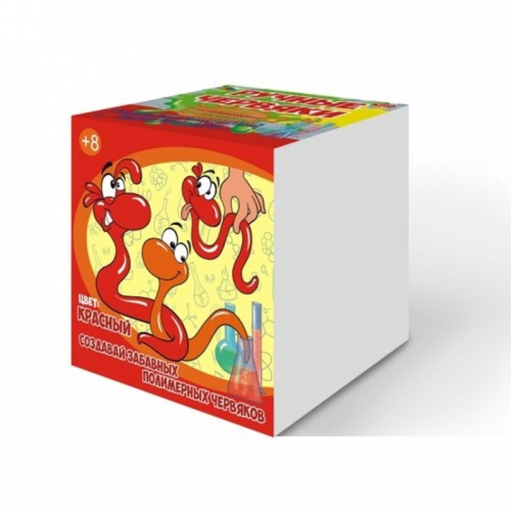 Набор для опытов. Цветные полимерные червяки. Красный