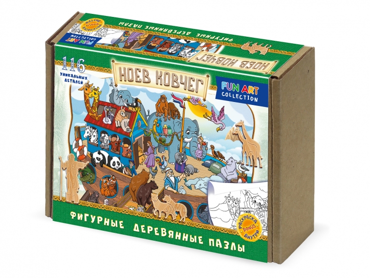 Фигурный деревяннный пазл "FUN ART Collection" - Ноев ковчег