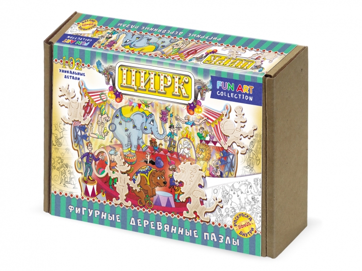 Фигурный деревяннный пазл "FUN ART Collection" - Цирк