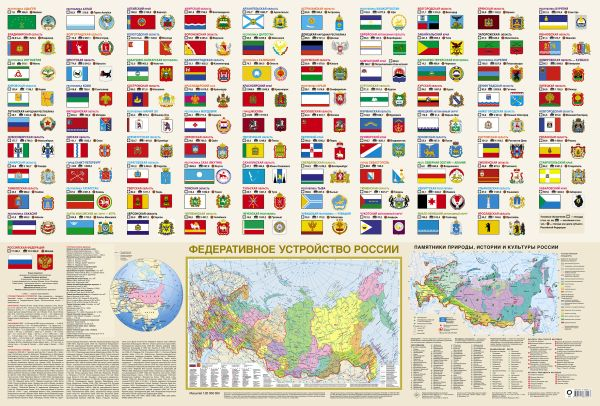 Флаги и гербы мира/флаги и гербы России. Плакат двусторонний